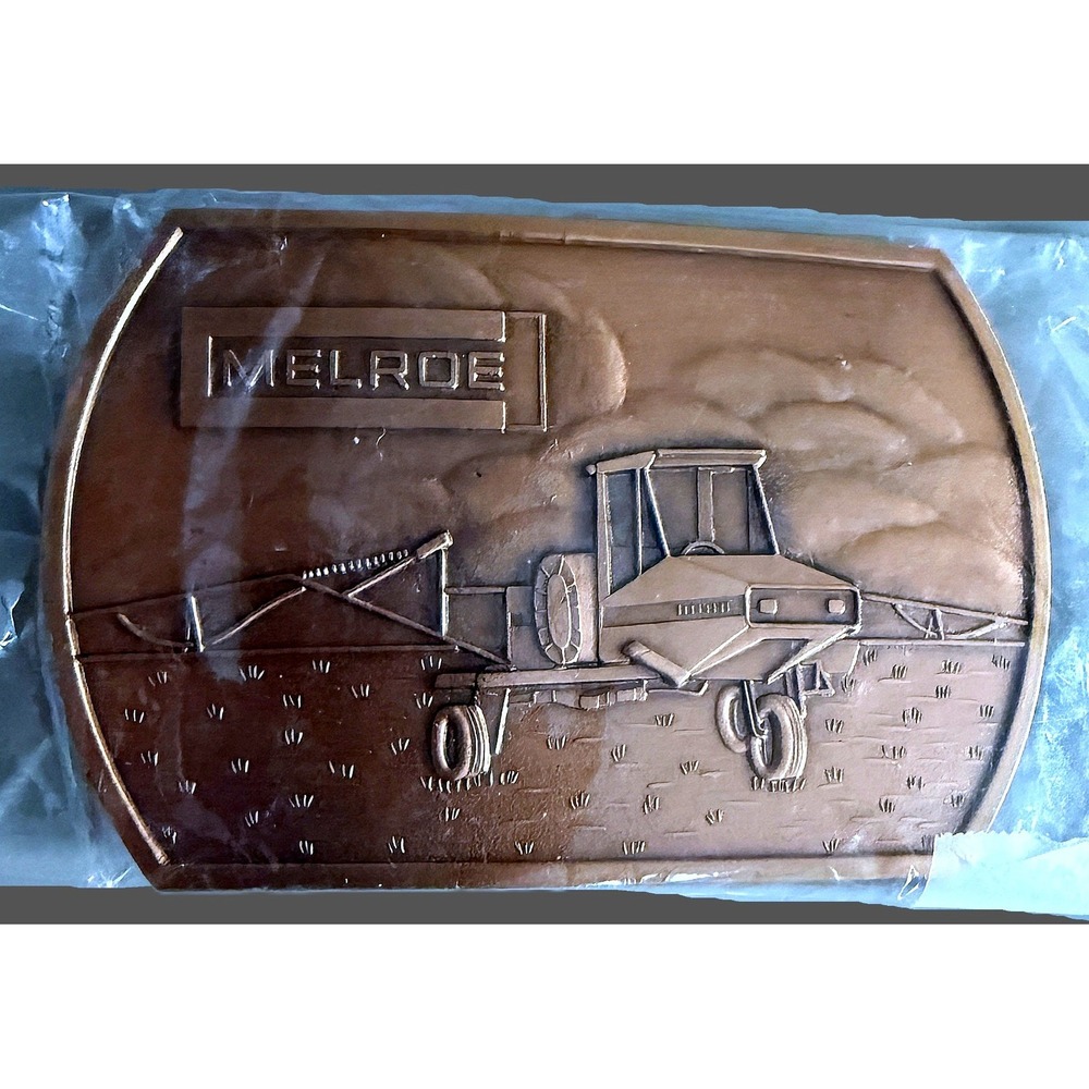 Vintage Melroe Spra-Coupe Crop Sprayer Brass Belt Buckle NEW Old Stock Package